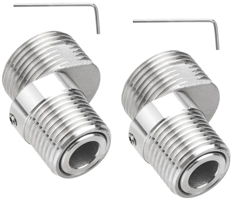 ZMDMAH 2 Stück Verstellbare Duscharmatur-Adapter, 360° Drehbarer, S-Anschluss mit Abgewinkeltem, Gebogenem Fuß und 4 Inbusschlüsseln für Badezimmer und Küche