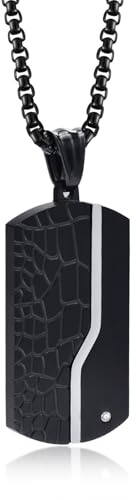 Sumpgle Herren Rechteckige Titan Stahl Dog Tag Anhänger Halskette Minimalistisch Militärstil Stilvoll Einfach Für Ihn