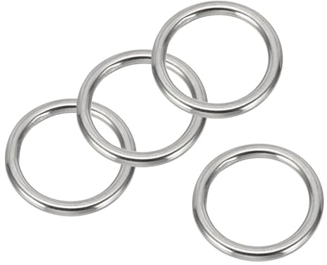PATIKIL 4 st metallringar 1 tum 316 rostfritt stål marin kvalitet ring svetsad rund multifunktionell O-ringar för makrame, gör-det-själv hantverk, hårdvara, bälte, hundkoppel, 4 x 25 mm, Silver ton