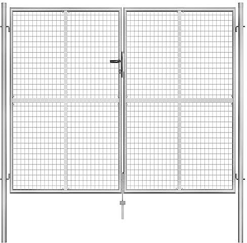 Homgoday Gartentor Verzinkter Stahl 306 x 250 cm Silbern Model144766