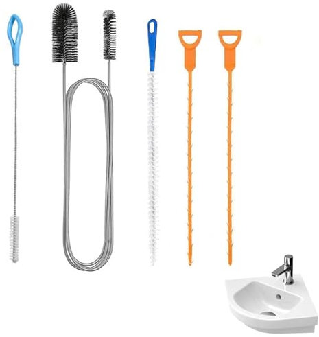 5 Pcs Drain Unblocker Tool Set,Multifunctional Sink,Shower Cleaner Brush for Bathroom,Kitchen Plug Hole,Hair Clog Remover,Reusable Pipe Cleaning Tools,Plumbing Unclogger Tools Bendable Sticks