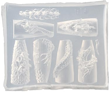 THINCAN Moule d'art d'ongles en silicone Dragon Année Thème Forme d'ongle Décorations élégantes Bijoux Outils Moules de sculpture faits à la main