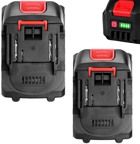 2x Batteria di Ricambio 6000 mAh 21V, per Dispositivi Elettrici come Sega, Motosega, Smerigliatrice,con Powercheck, Batteria di Ricambio da 6,0 Ah