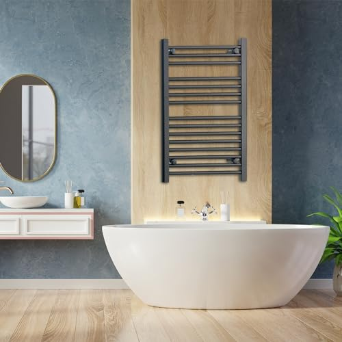 Radiateur de salle de bain plat et droit - Turkish Zone de chauffage central - 750 mm de large x 800 mm de haut - Noir