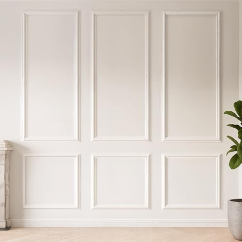KESHWELL Vorgefertigte Wandpaneele, 6 Rahmen-Wandpaneele für Innenwanddekoration, Akzentform-Set, vorgeschnittene Verkleidungspaneele, Wandleiste für Zuhause, Schlafzimmer, Wohnzimmer, Dekor (6er-Set