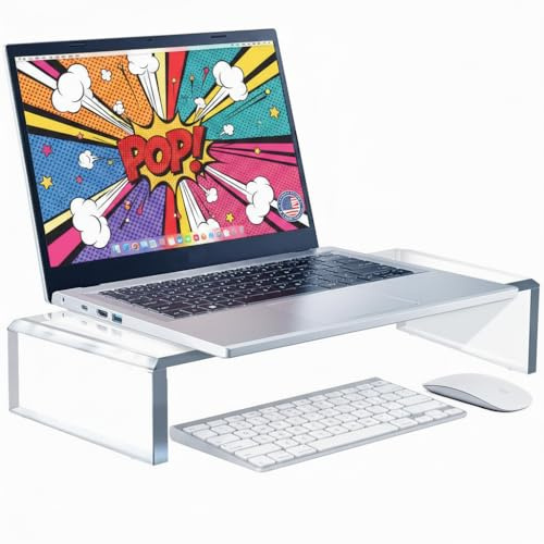 Azar Displays 515385-1PK Acryl-Laptop-Ständer, Computer-Erhöhung für Schreibtisch, Monitorständer, Schrank-Organizer für Kleidung und Schuhe, Schrank-Display für Zubehör und Dekoration (1,27 cm dickes