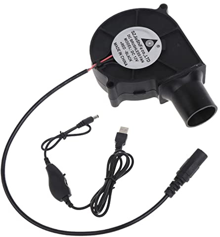 SELVFZ Soplador de aire para barbacoa, USB, 5 V, 12 V, 5,5 x 2,1 mm, portátil, ligero, eléctrico, ventilador de barbacoa, accesorio de camping, accesorio para inflables, motor de ventilador de