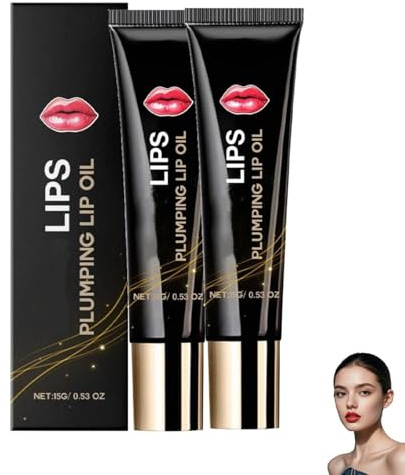 2 Stück Elycura Lip Booster Serum, Elycura Plumpy Lippen-Booster, Lippenpflege Öl mit Hyaluronsäure, Kollagen Lippenbooster Serum, Feuchtigkeitsspendende und Pflegende Öle für die Lippen