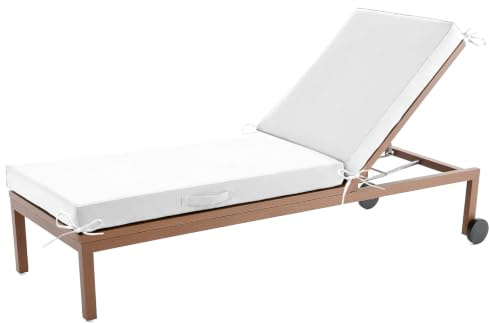 Aocase Sonnenliege Auflage, Deckchair Auflagen, Liegenauflagen für Gartenmöbel Wasserdicht, liegestuhl Auflage Mit Einstellband,für Sonnenliege Gartenmöbel Matratze,Weiß,188x58x8cm
