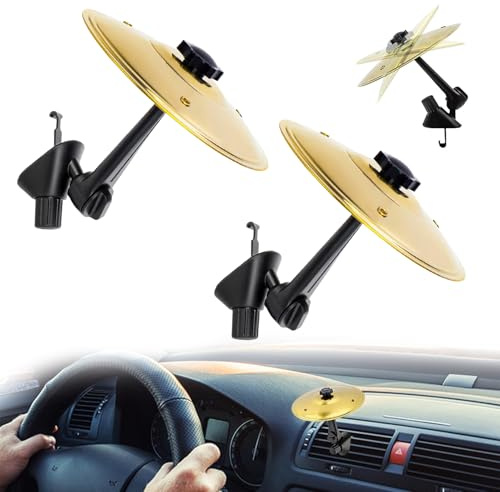 Evadollina Platillo Mini, 2 Piezas Mini Batería Dorada para Auto, Accesorio de Auto Divertido, Platillo de Choque para Auto