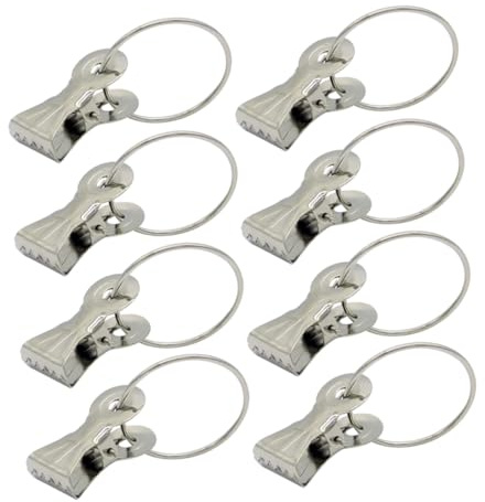 Mobestech 20 Piezas Unidades Clips Cortina Acero Inoxidable Gruesos Anillos con Pinza para Barra Romana Uso Doméstico Práctico Color Plata