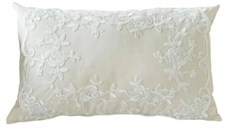 Nsaroche Cuscino Decorativo con Pizzo Ricamo Tela Morbida Fatto a Mano Elegante Vintage Confortevole Adatto per Divano Poltrona Camera Letto Auto, Pizzo Rosa Floreale