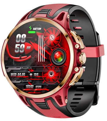 SHUAIGUO 4G Smart Watch, Independent Call, with Touch Screen Camera, GPS Music Player for Tech Enthusiasts (Gold Red)