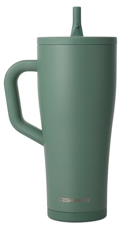 Ice Shaker 32 oz Tumbler with Handle and Straw | 32oz Aura | Cold for 30+ Hours | 2-in-1 Tumbler Shaker Bottle | Odor-Free 32 ounce Bottle for Water, Protein Shakes, Smoothies, Cocktails