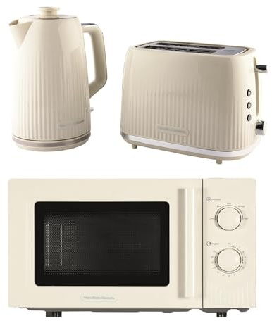 Hamilton Beach Kettle Toaster Microwave Set, Miami, Kettle, 1.7L, Toaster 2 Slice, Kettle & Toaster Set, Microwave Oven, 20L, Manual Controls, 800W, Kitchen Set, Sand - HBMIAKSS