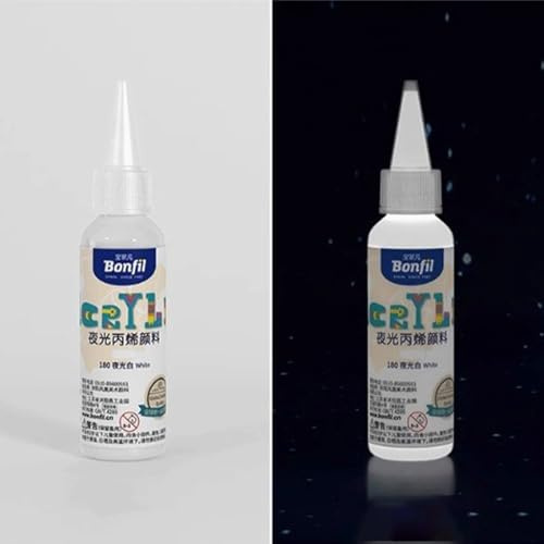 LEMONSTONE Acrylfarbe Leuchtfarbe 60ml, Weiß Glow in the Dark Acryl Farben, Neon Acrylfarben, Schwarzlichtfarbe, Fluoreszierende Leuchtfarbset für Kunst, Halloween, Party, Dunkelraum