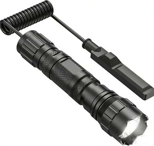 Torcia tattica ricaricabile, torcia LED professionale di qualità militare con alta luminosità, 5000 lumen, modalità zoom variabile, impermeabile e portatile con interruttore a pressione