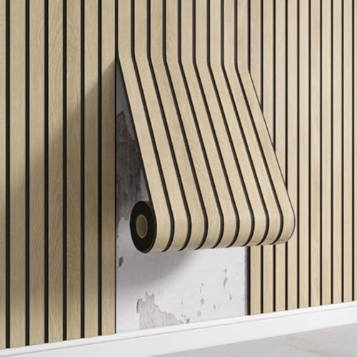Générique Papier Peint Autocollant Imitation Bois,Panneaux Acoustiques Imperméables Effet Bois,3D Aspect Naturel, Revêtement Mural pour Salon, Chambre, Bureau, Cuisine,A2,1 Rolle 300x40cm