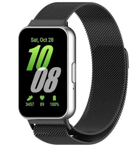 Koelaa Metallarmband kompatibelt med Samsung Galaxy Fit 3, magnetiskt ersättningsarmband i rostfritt stål, justerbart metallarmband - svart