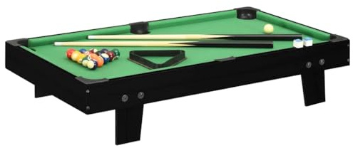 Ordellia Minibiljardbord 92 x 52 x svart och grönt av MDF med fickor, biljardkö, boll, krita, triangel för lekrum fritid, inomhusaktivitet och hobbyträning