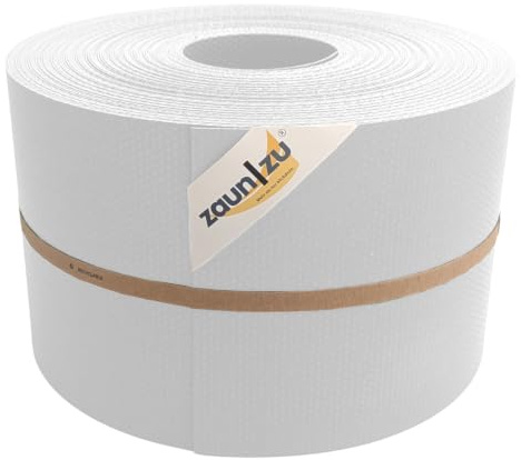 zaun|zu® Delux 50 Meter Rolle 19cm hoch Sichtschutzstreifen PP für Doppelstabmatten UV-beständiger Sichtschutz | Zaunblende Made in Germany Weiß 50m