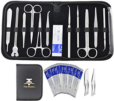 Sezierbesteck 22 Stück Präparierbesteck medizinische Biologie & Tierärztliche Studenten-Anatomie Lab Botanik Tierfrosch etc Dissecting Kit. Sezierbesteck Prämie Edelstahl