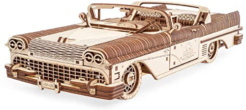 UGEARS Dream Cabriolet - Regalo per la festa del papà Puzzle 3D per adulti Modelli meccanici Puzzle in legno Rompicapo Kit di costruzione artigianale per adulti Puzzle fai-da-te Apprendimento