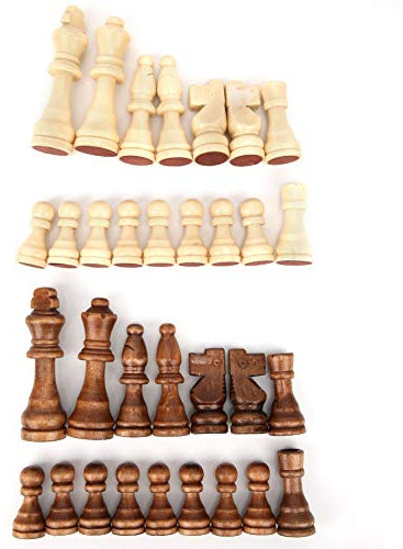 32 Stücke Holz Internationale Schachfiguren Ohne Spielbrett - Tragbare Turnier Staunton Schachfiguren für Unterhaltung Brettspiel Set