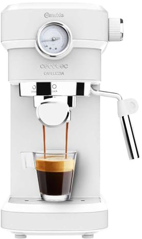 Cecotec Macchina da caffè Cafelizzia 790 White Pro per espresso e cappuccino. Manometro, 1350 W, Sistema Thermoblock, 20 bar, per 1 e 2 caffè, vaporizzatore orientabile, serbatoio da 1,2L