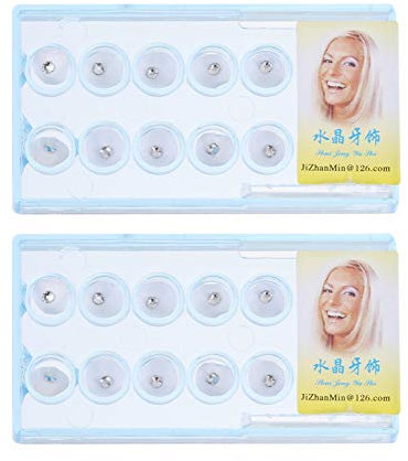 Excelart 20 Stück Zähne Schmuck Edelsteine Kristall Zähne Ornamente Strass Zähne Schmuck Dekoration (Box Farbe zufällig)