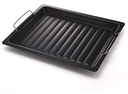 Grillplatte Mit Antihaftbeschichtung Mit Tragegriffe, Gusseisen Grillplatte Für Den Gasgrill, Kohlegrill Und Den Elektrogrill Edelstahl Grillzubehör Schale Für Camping Und Familien Einfache Reinigung