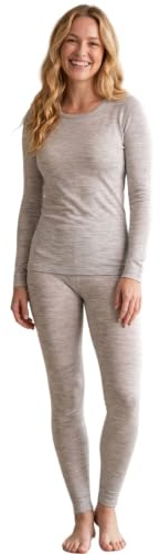 LAPASA Merino Wolle Unterwäsche Set Damen, Merinowolle Thermounterwäsche Unterhemd Langarmshirt, Unterhosen Leggings (L58 Warm/L91 Extra warm/L127 Ultra Warm)