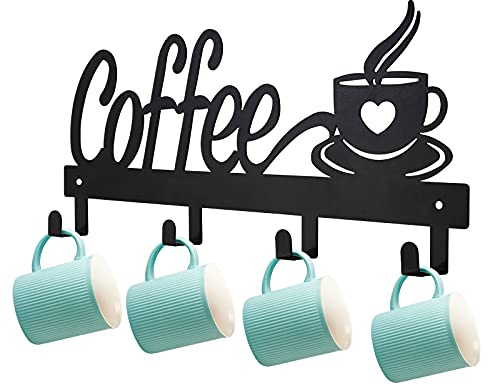 CUKE2BEET Wall Mounted Coffee Mug Holder - Mug Organizer Rack for Coffee Bar, Kitchen Utensils Display