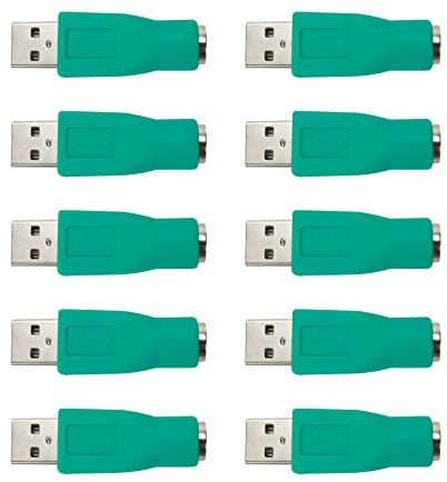 Woogim Convertitore adattatore PS/2 femmina a USB maschio, adattatore di ricambio per tastiera del mouse del computer (verde)