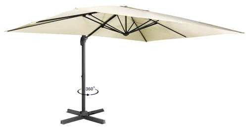IDMarket - Parasol déporté inclinable Rotatif 360 Calvi écru 3x4 M avec Housse