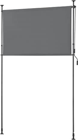 pro.tec Außenrollo Cimarra 200 x 270 cm Balkonrollo Senkrechtmarkise mit Handkurbel Sichtschutz witterungsbeständig Stahlgestell Dunkelgrau