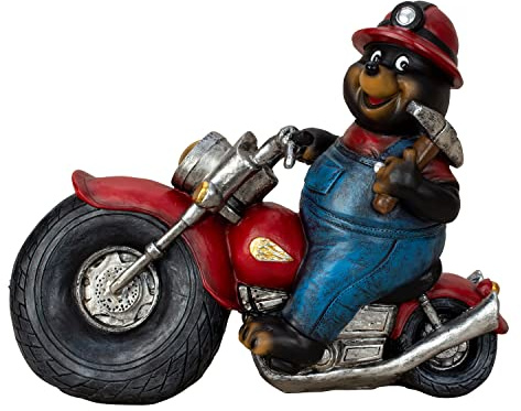 Motorrad Maulwurf Gartenfigur Höhe 26 cm Breite 31 cm Dekofigur Gartenfigur