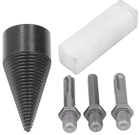 Hyuduo Wood Splitter Drill Bit Set 4pcs 42mm Carbon Steel Hex Shank Spiral Flute Drill Bits for Log Splitting, Firewood Preparation & Wood Splitting
