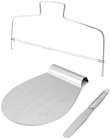 QWORK® 3 piezas utensilios para tarta set, cortador de pasteles, esparcidor, Pala Pizza, para hornear bricolaje, acero inoxidable