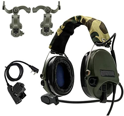 TS TAC-SKY Casque Anti-Bruit avec Adaptateur pour Casque Arc Rail et PTT U94 Convient pour Les Parties de Paintball Tactiques en extérieur (Color : T)