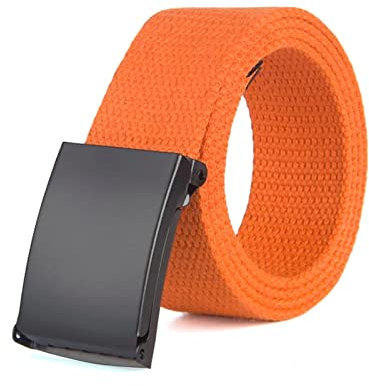 Jojomino Gürtel Legierung Schnalle Volltonfarbe Canvas Gürtel für Herren Outdoor Sport Jeans Bund Bekleidungszubehör, Orange