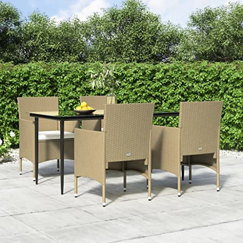 FIRBNUS Garteness-Set Tisch & 4 Stühle Gartentisch Set Garten Outdoor Gartenmöbel Stühle Esstisch Gartensessel 160x80x74cm
