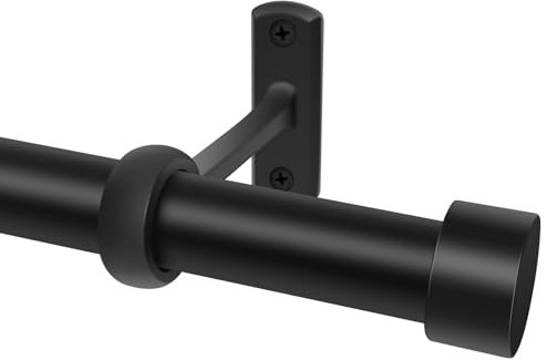 Gardinenstangen für Fenster 66 bis 120, 2,5 cm, industrielle Gardinenstange, schwarz, rustikale Gardinenstangen für Schlafzimmer, Innen- und Außenbereich, Raumteiler, Gardinenstangen, verstellbares