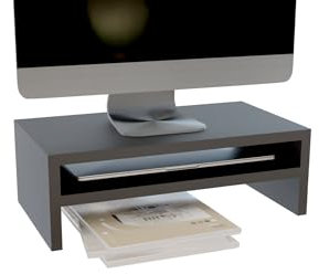 ComfortCove 2-Tier Monitor Riser, Laptop & Printer Stand with Storage Shelf, Ideal for Home Office, Black