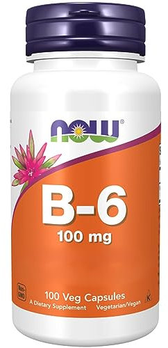 Now Foods, Vitamin B6 (Pyridoxin), 100 vegane Kapseln, 100mg Vitamin B6 je Dosis, Glutenfrei, Sojafrei, GMO frei, Geschmacksneutral