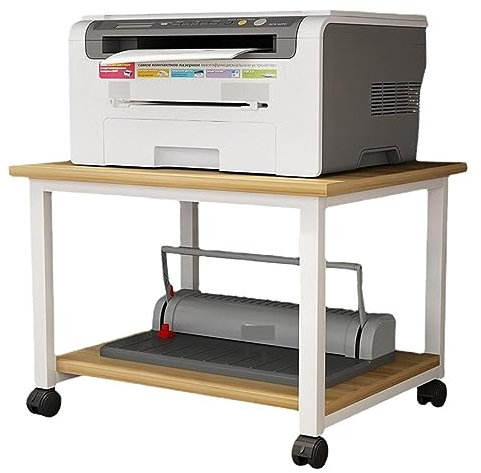 MOBAAK DruckerstäNder Druckertisch Holz-Druckerregal, Mehrzweck-Schreibtisch-Druckerwagen, Stahlrahmen, Desktop-Druckerständer Für Faxgerät, Scanner Druckerschrank (Color : A, Size : 50 * 40 * 35cm)