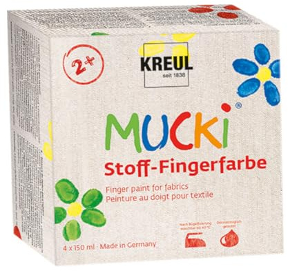 CREATIV DISCOUNT Textil Fingerfarben Set, 4er Set 150 ml