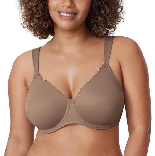 DELIMIRA Femme Soutien Gorge Minimiseur | Grande Taille, Avec Armature, Maintien, Tasse Lisse