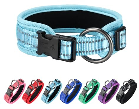 EXCELLENT ELITE SPANKER Breites Hundehalsband aus PU-Material mit Schnalle | Reflektierendes Hundehalsband, verstellbar für kleine, mittlere und große Hunde, zum Spazierengehen, Training und Laufen
