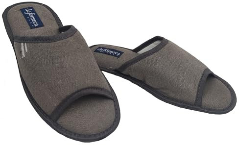 de fonseca Ciabatte Uomo alla Pugliese Aperte in Punta, Pantofole Estive per Casa in Cotone Antisudore e Traspirante (Grigio, Sistema Taglie Calzature EU, Adulto, Uomo, Numero (range), Media, 44, 45)